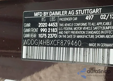 2012 Mercedes-Benz C 250 from USA, damaged, VIN WDDGJ4HBXCF879460